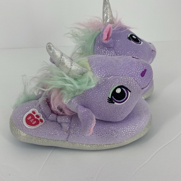Build a Bear Purple Unicorn Slippers Toddler Girls Size S 10 to 11 Rubber Sole - Picture 2 of 10
